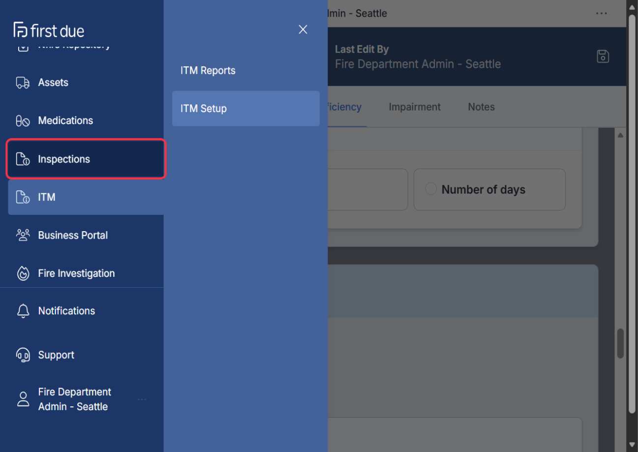 Click on Inspections