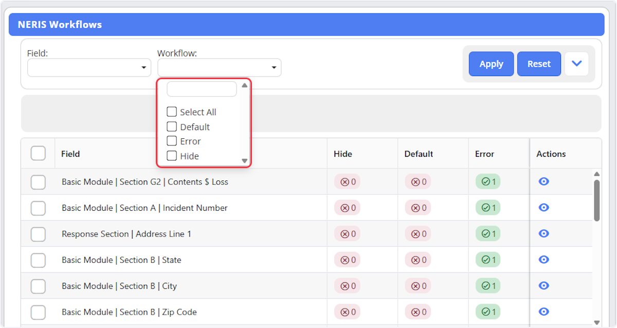 You can also search by the Workflow using the dropdown.