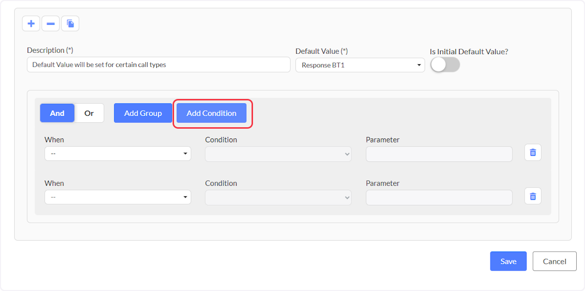 Each time you select Add Condition you will be able to set the rule or rules to trigger the workflow.