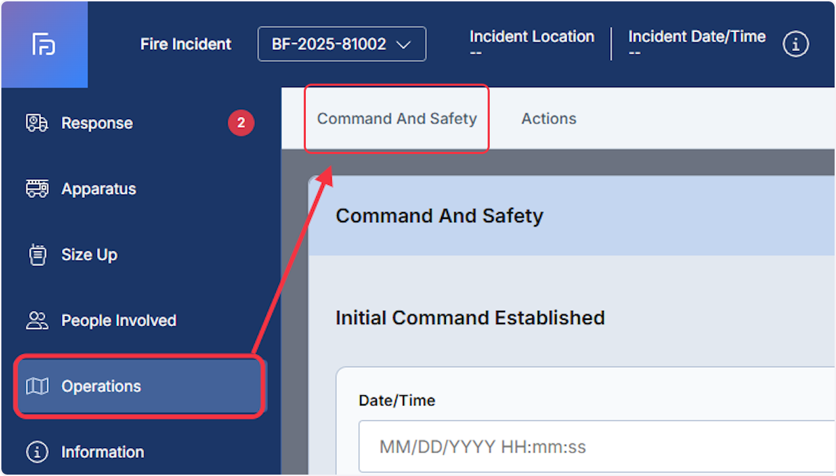 Navigate to the Operations section and select the Command And Safety tab.