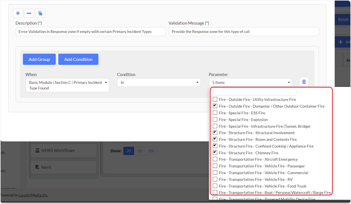 Choose the parameter or parameters pending on condition set to complete the  workflow rule.