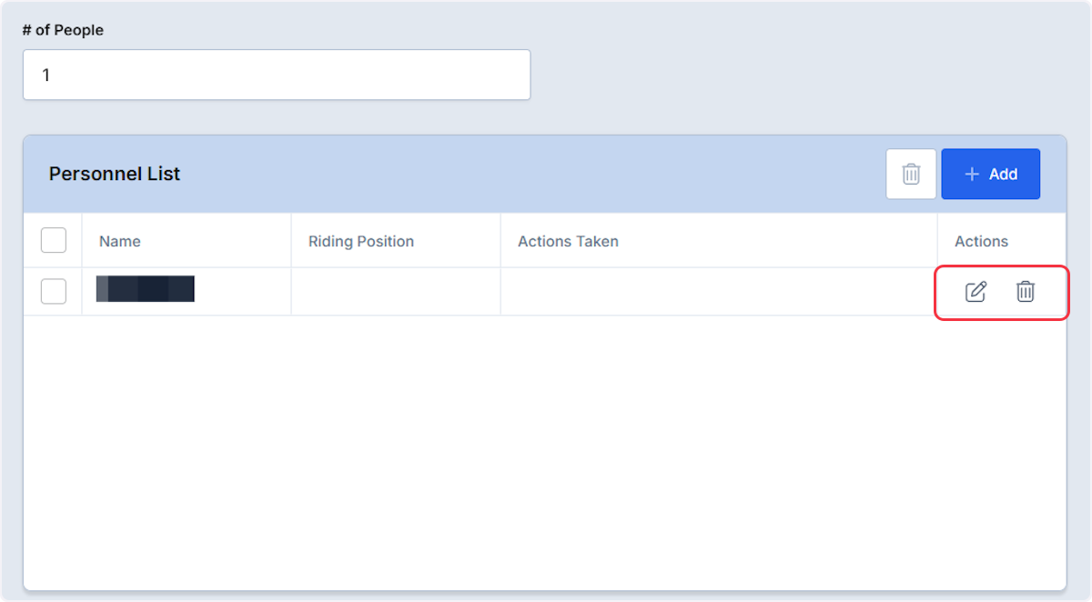 From the Actions column you are able to now edit or remove personnel.