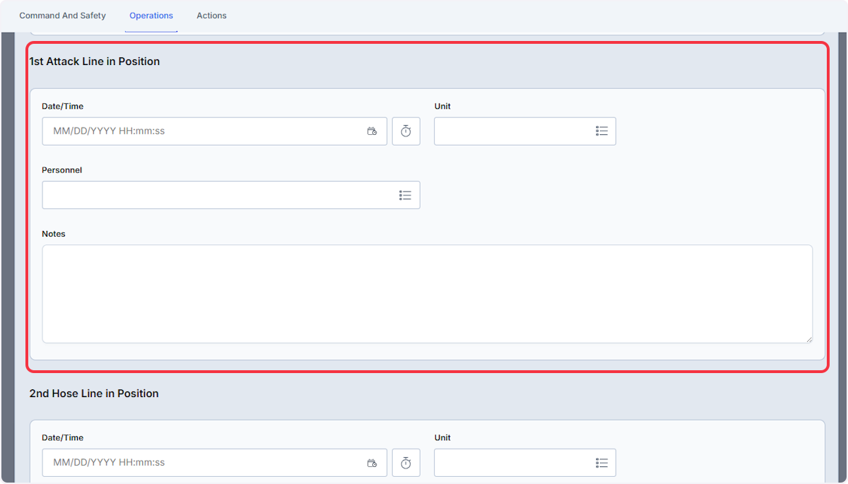 Within the Operations tab you will now see areas to document pending your branch choice.