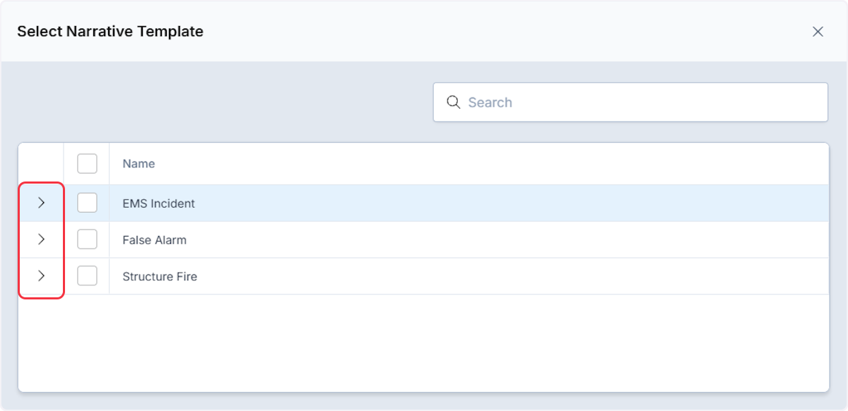 To view templates that your agency has created select the expand arrow.