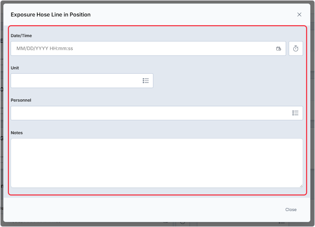 A modal will appear to add any pertinent information.