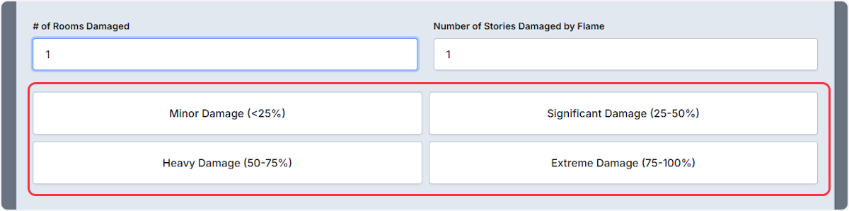 When a numeric value is entered you are able to then select an amount of damage.