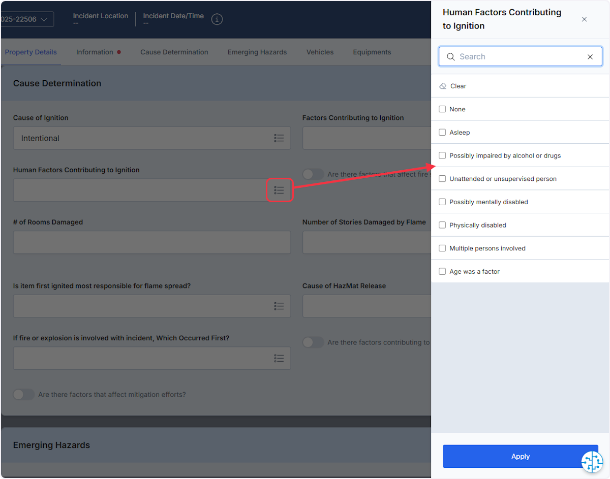 Use the list view by selecting on the icon and the list will populate to the right of the screen.