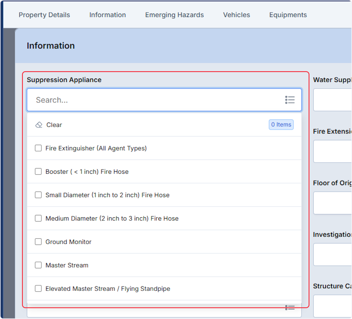 Document pertinent information using the dropdown view.