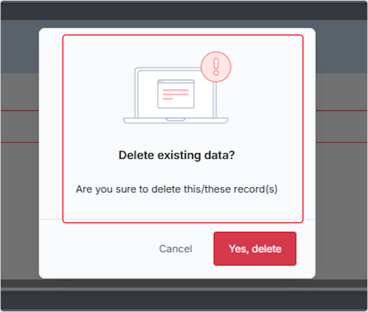 When deleting vehicles a modal will display to confirm the deletion.
