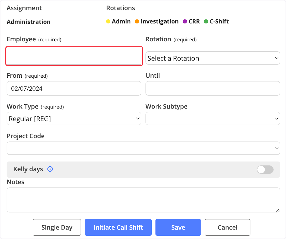 Type in the employees name and select them when they appear. 
