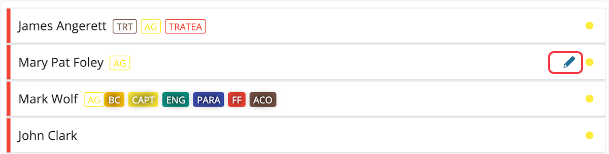 Click on the pencil next to the individual who is changing rotations. 