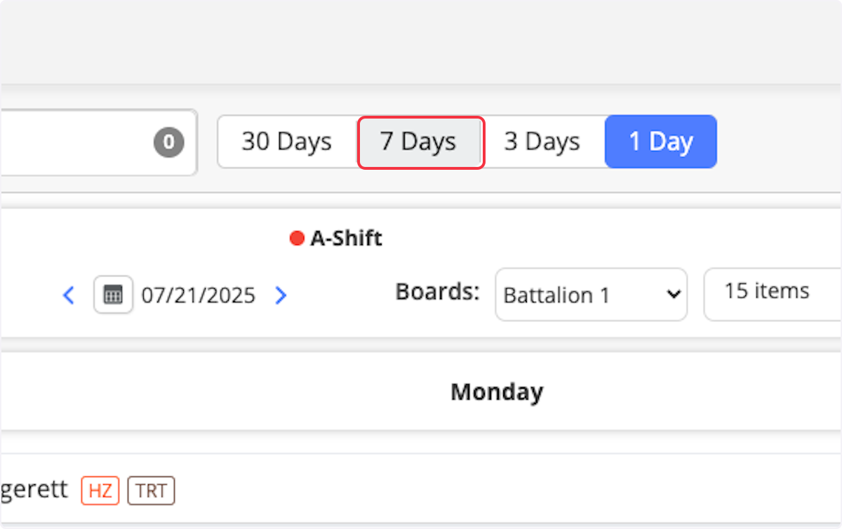 Click on 7 Days.