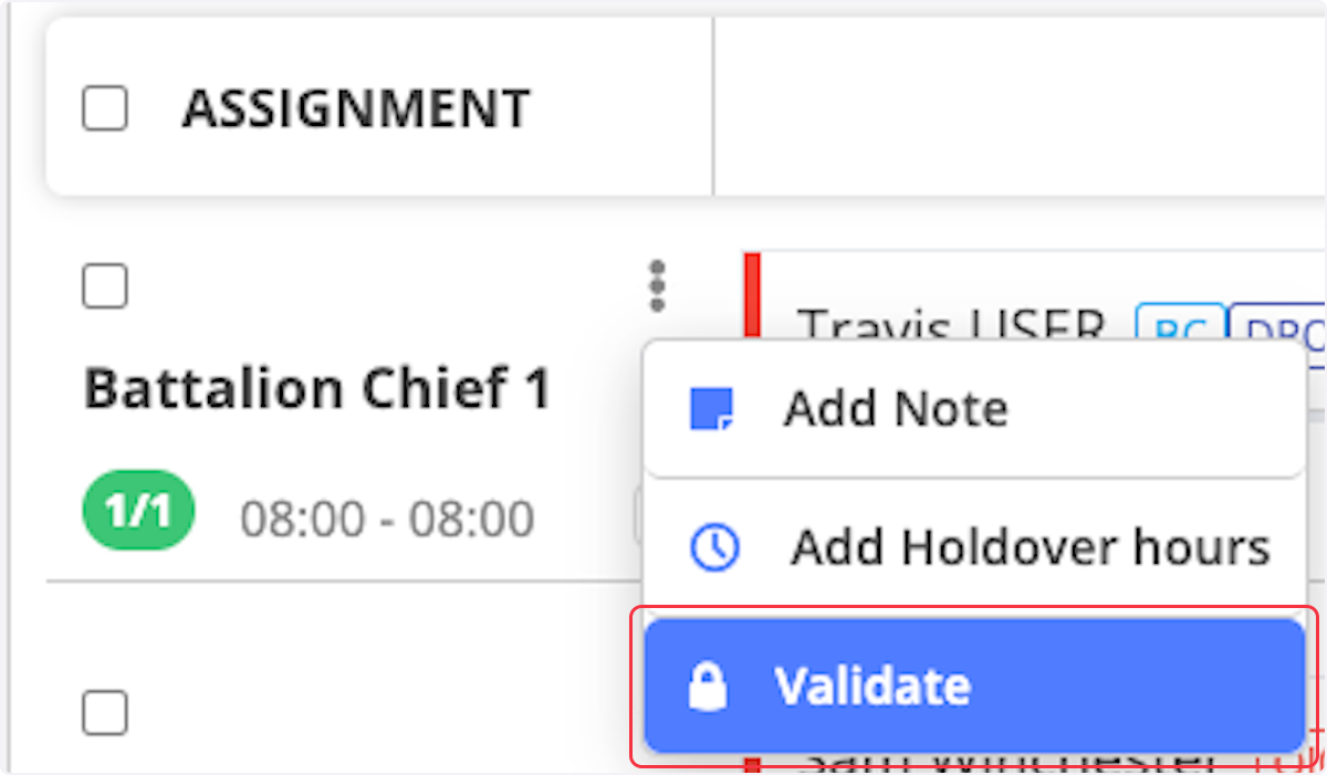 Click on Validate. The assignment will now be validated.