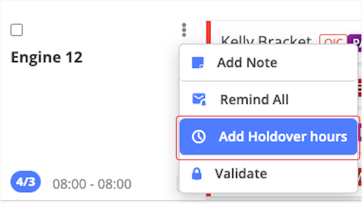 Click on Add Holdover hours.