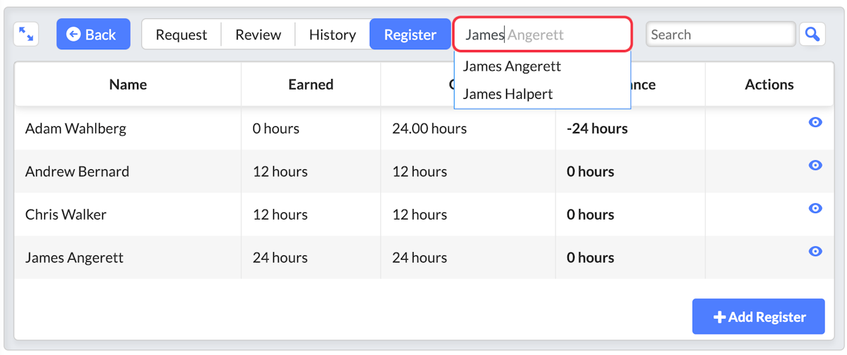 Type in the name of the individual, and when they appear select them from the drop down menu