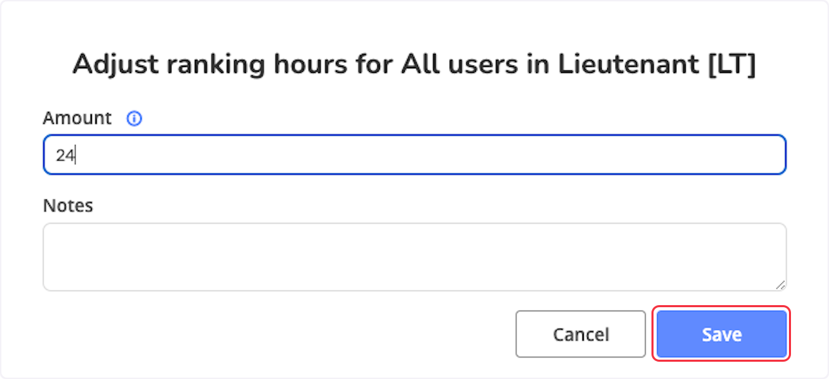 Type in the Bulk. Adjustment, as well as any notes. Click Save when Done. 