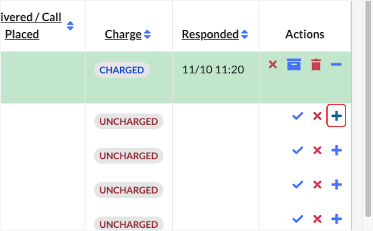 To charge a individual, select the plus sign. 