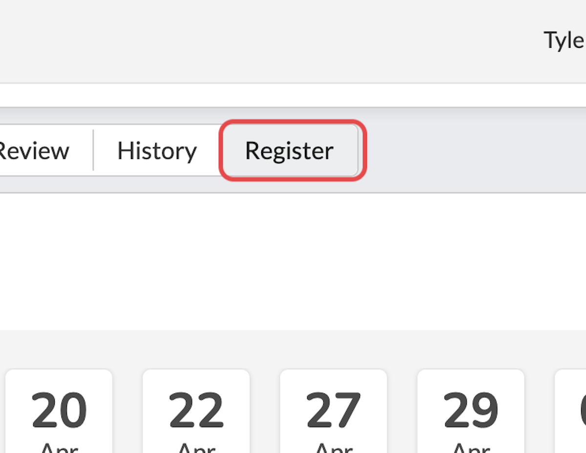 Click on Register