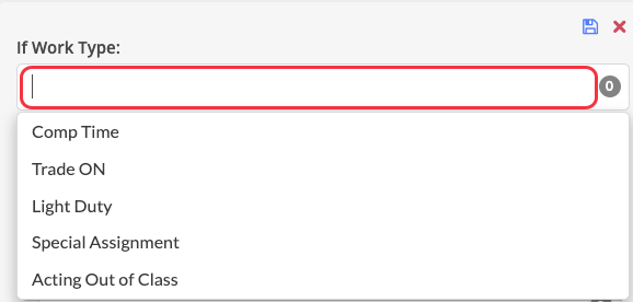 Determine the work type that the rule will affect. 