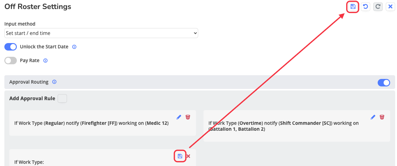 When done, click Save for the rule, as well as for all other settings changed. 