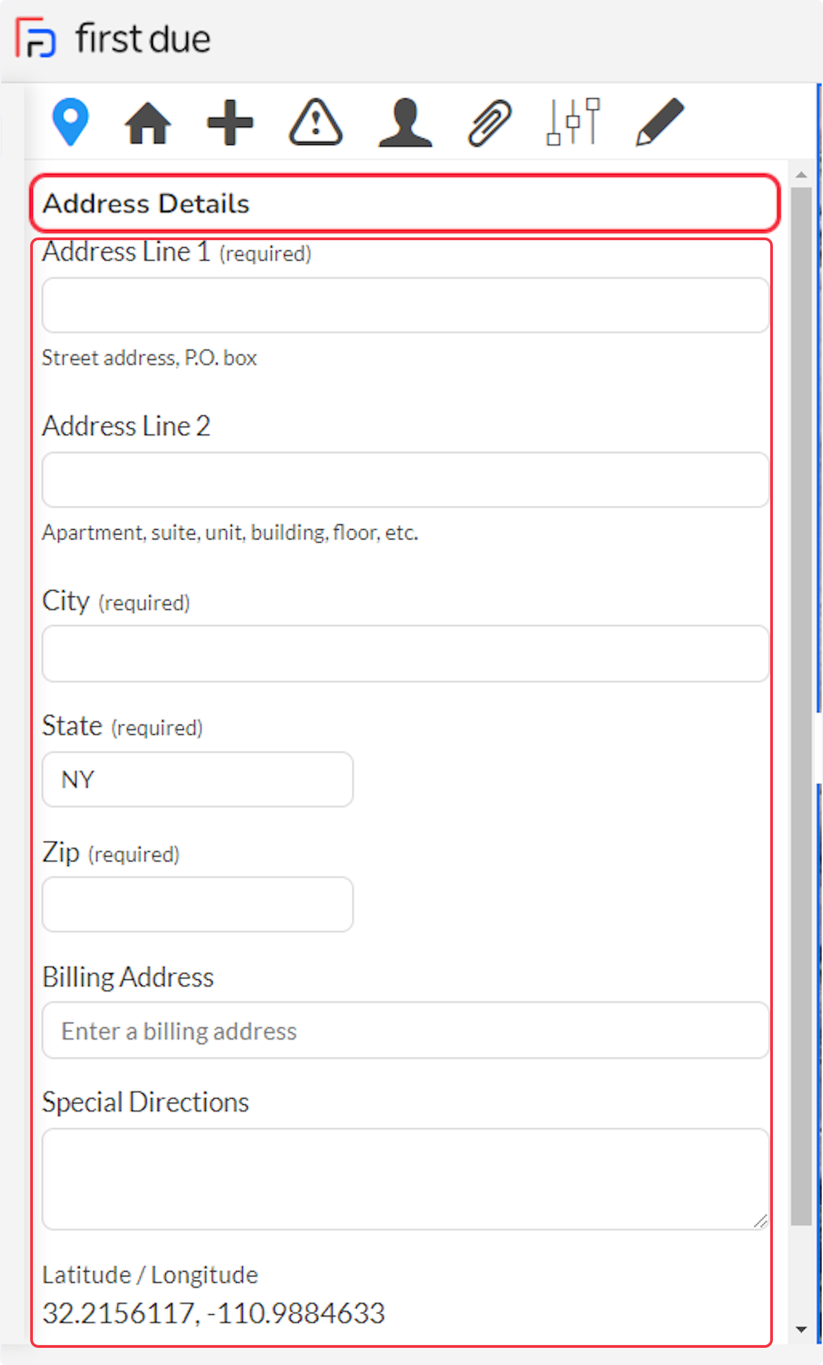 Enter address details.
