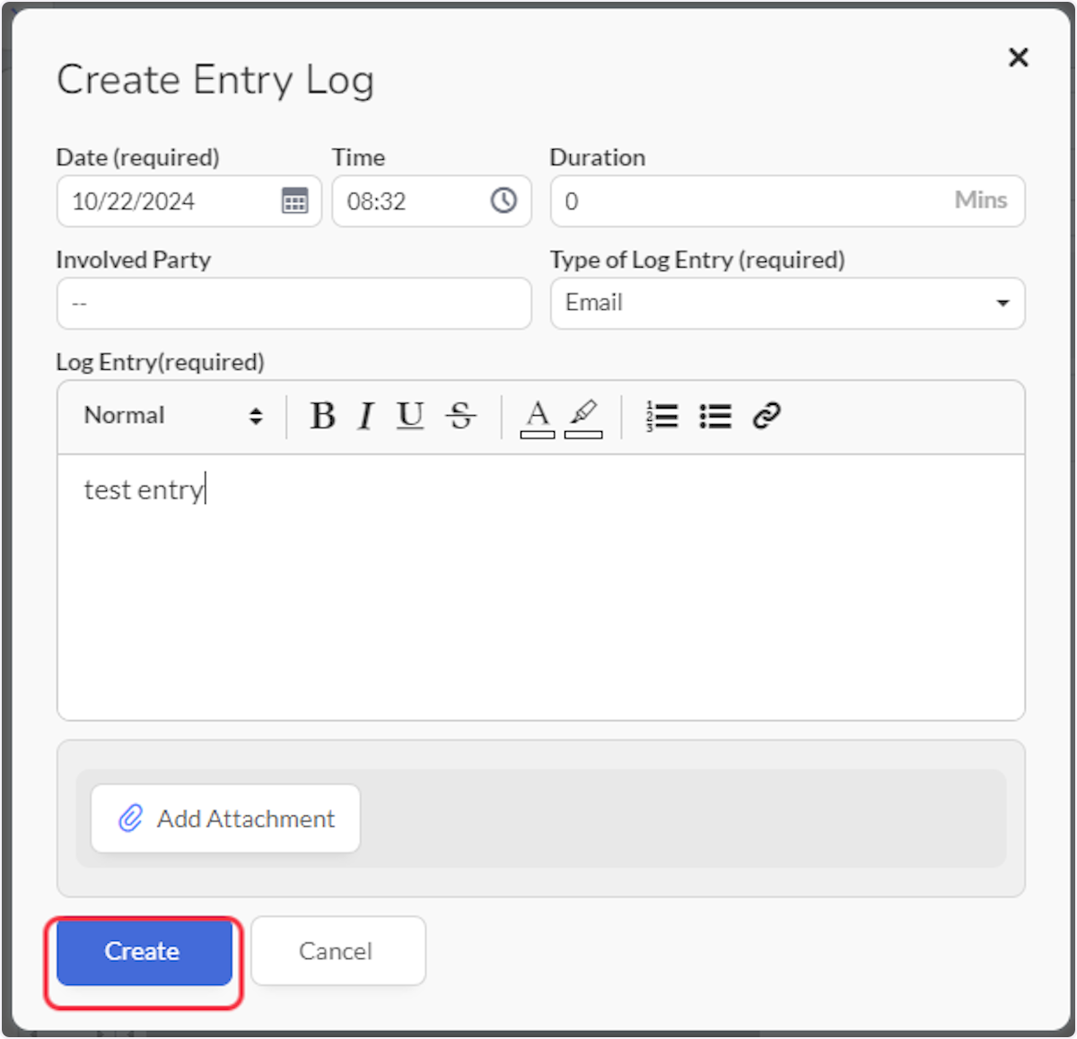 Click on Create