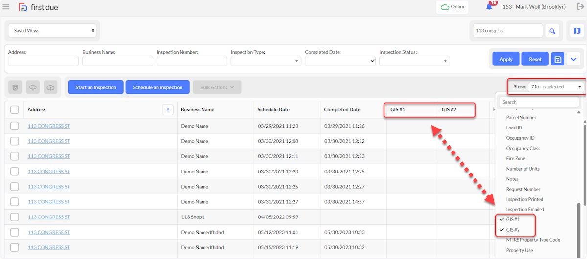 Columns - See List of Pages in Step 1
