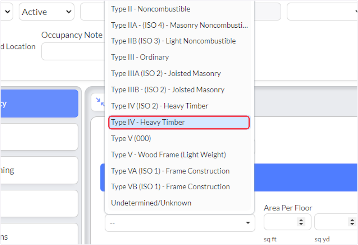 Select a Construction Type.