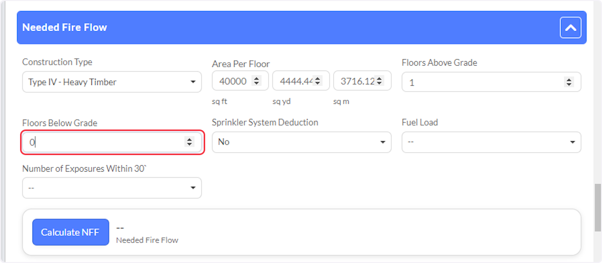 Enter the number of floors below grade.