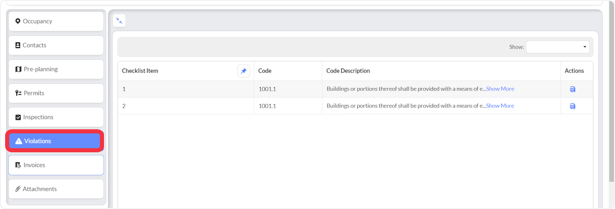Click on  Violations.  View Violations as needed.