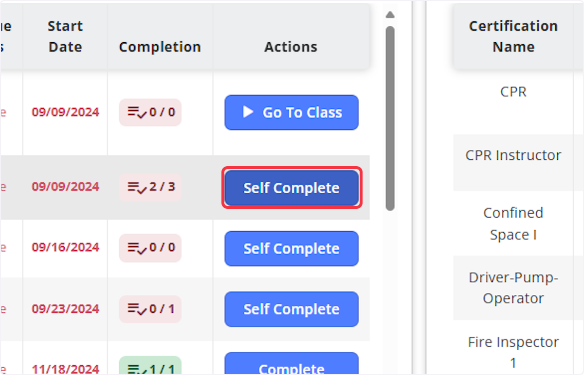 Click on Self Complete
