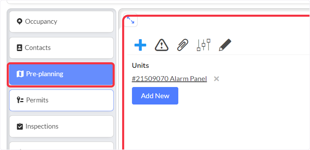 Click on  Pre-planning.  Update Pre-planning data as needed.