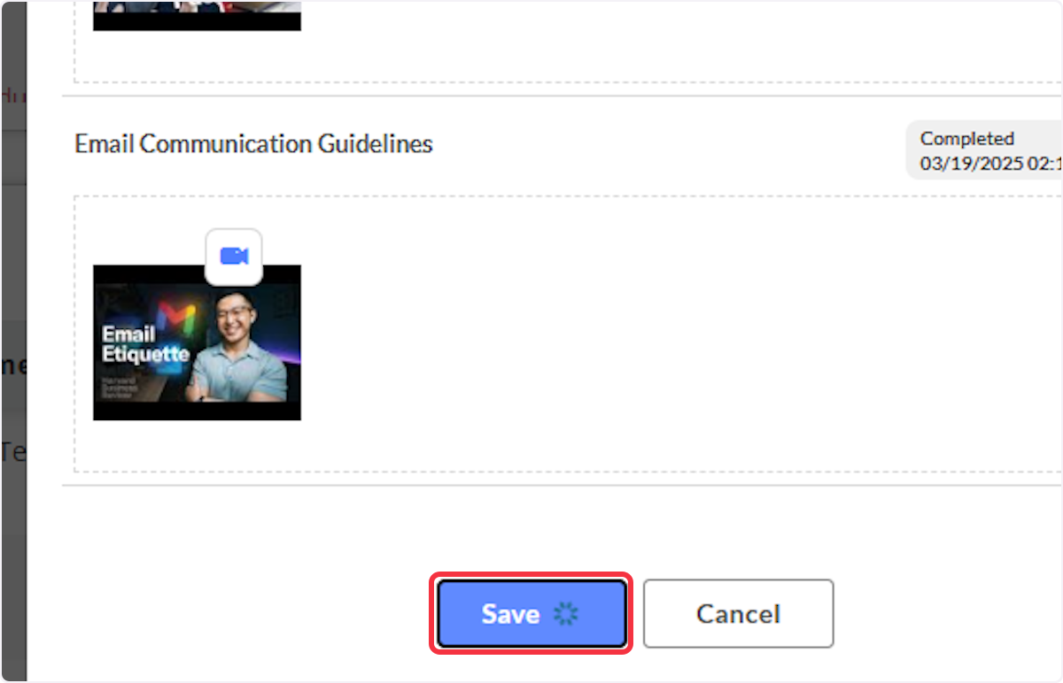 Click on Save to ensure updates are saved. 
