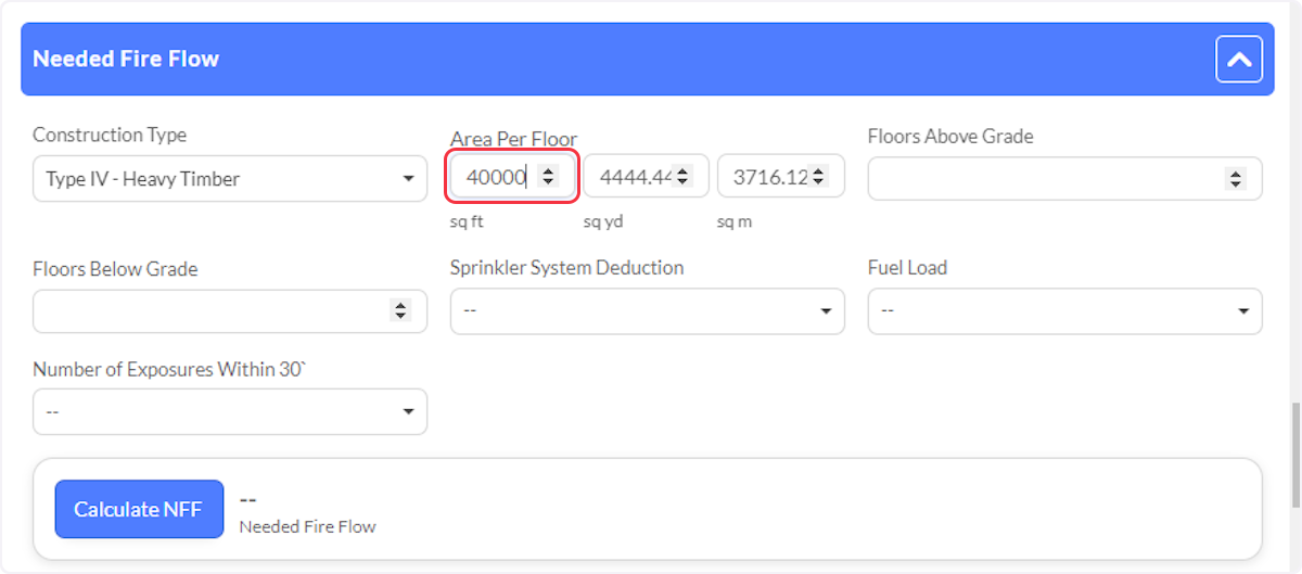 Enter the Area Per Floor (Sq. Ft., Sq. Yd., or Sq. M)