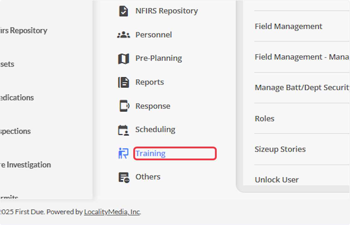 Click on Training to view all permissions associated with the Training module.