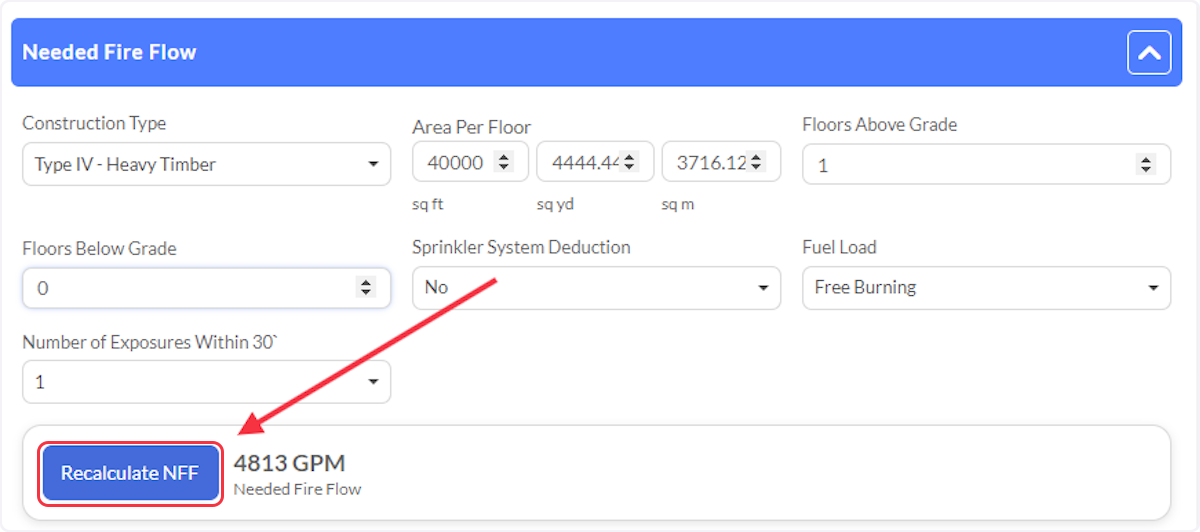 Click on Recalculate NFF if any data in the section has been updated.