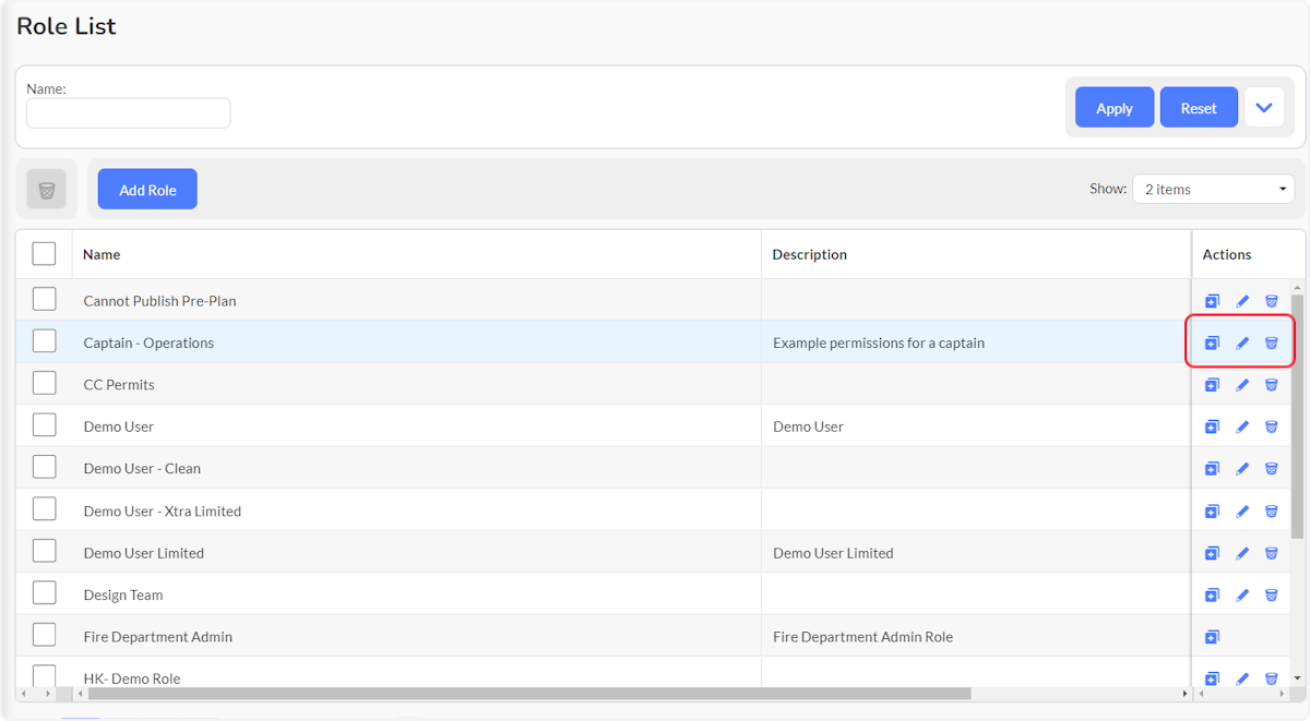 Click on Edit to edit a Role to enable the creation and management of an Occupancy outside of your area (Shape File).