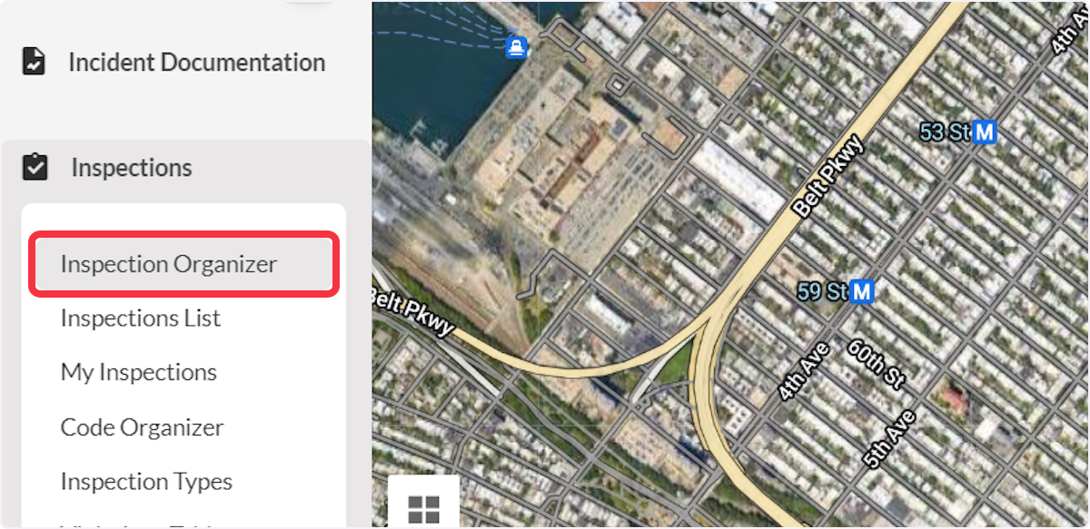 Click on Inspection Organizer
