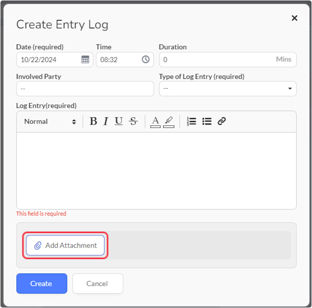 Click on Add Attachment to upload an attachement.