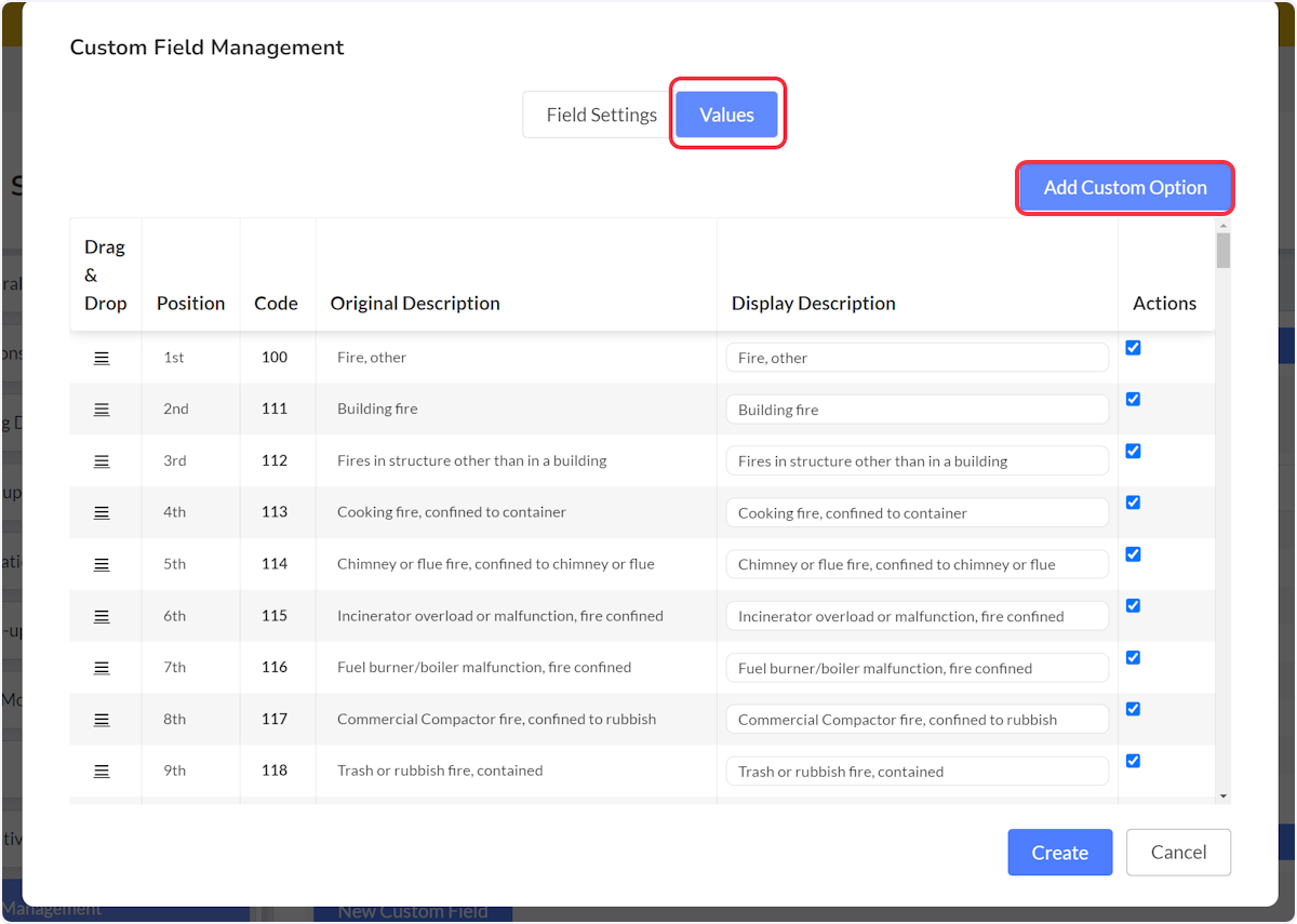 From the Values tab select Add Custom Option.