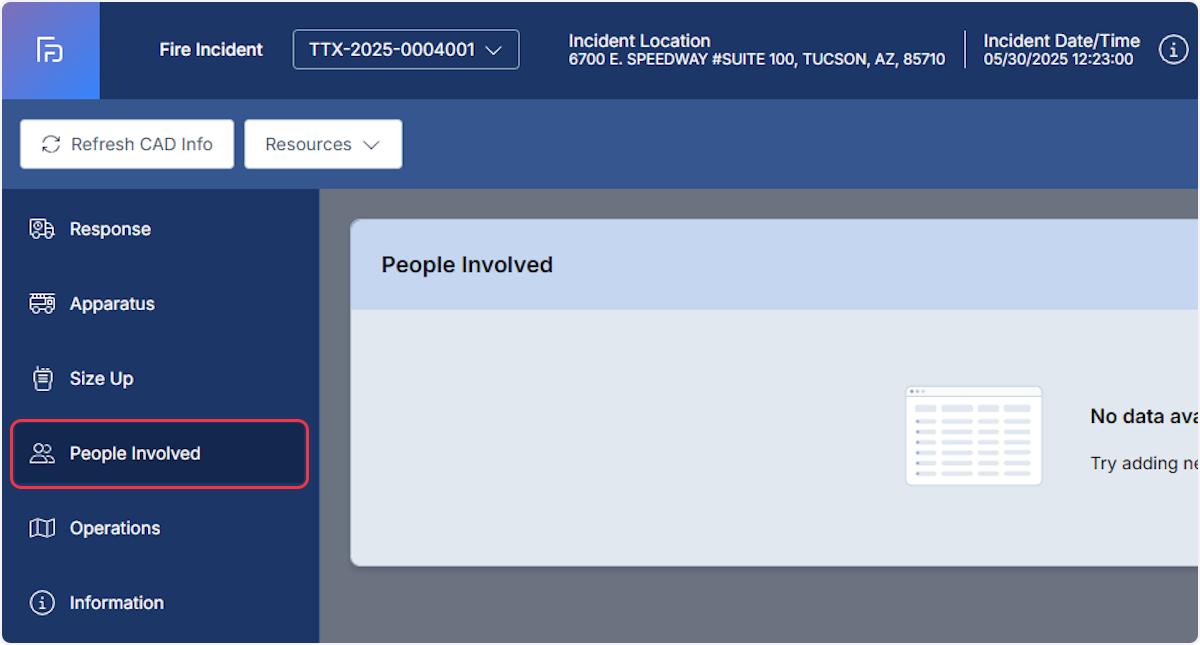 Navigate to the people involved from within a fire report