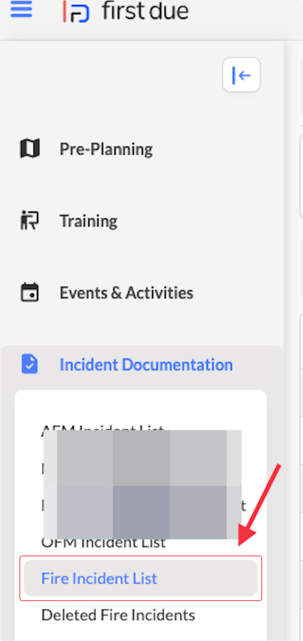 Click on Fire Incident List