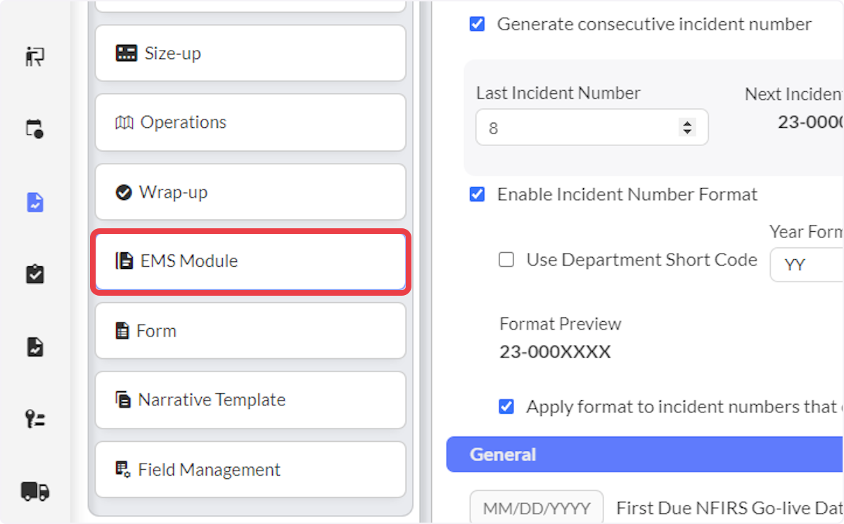Click on EMS Module
