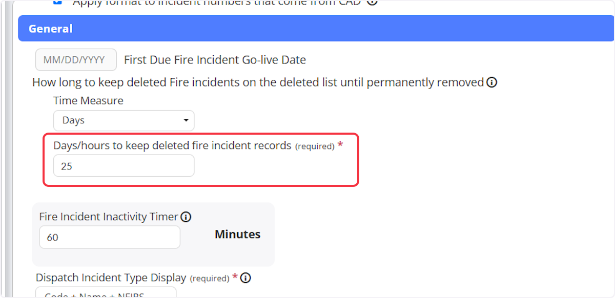 Now set the number of Days or Hours to keep the deleted incidents before becoming permanently removed.