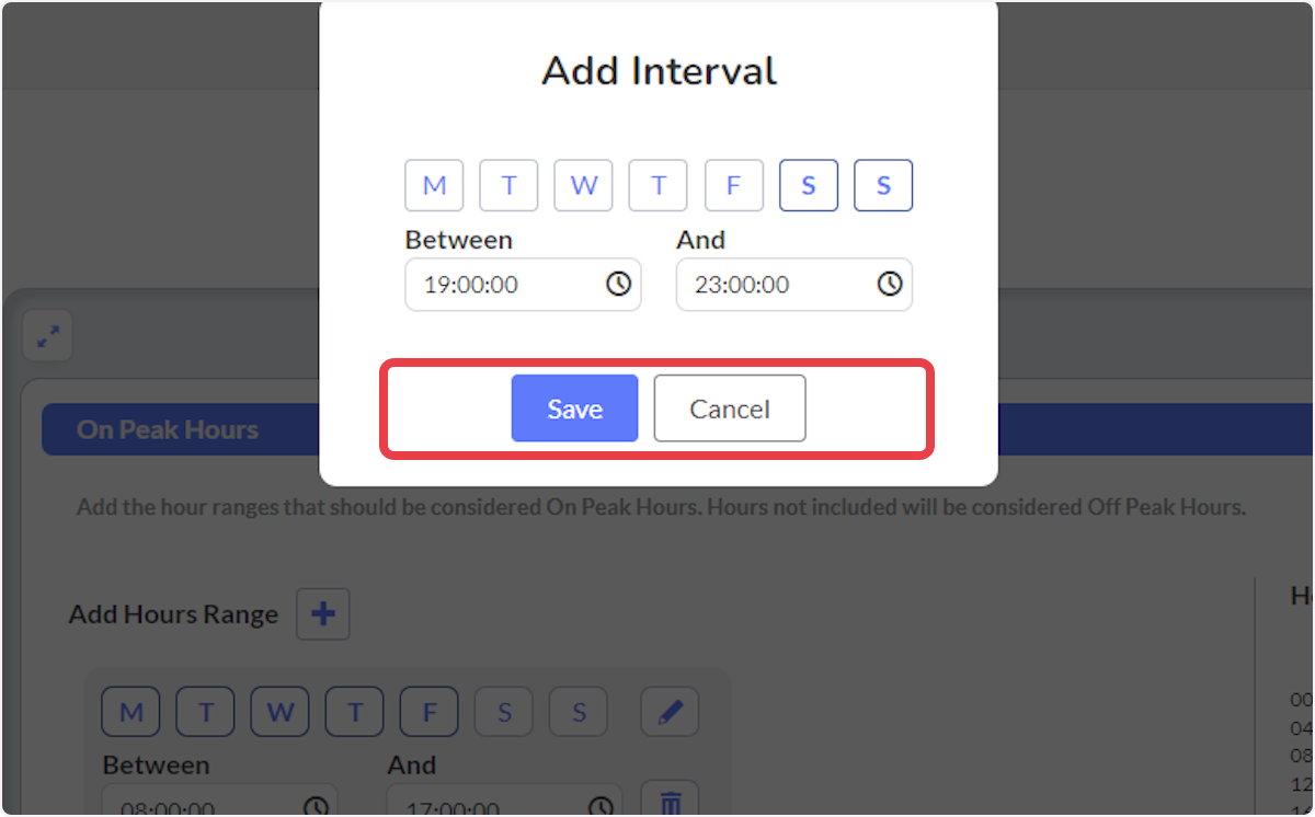 Add additional days of the week and hour ranges to be included.