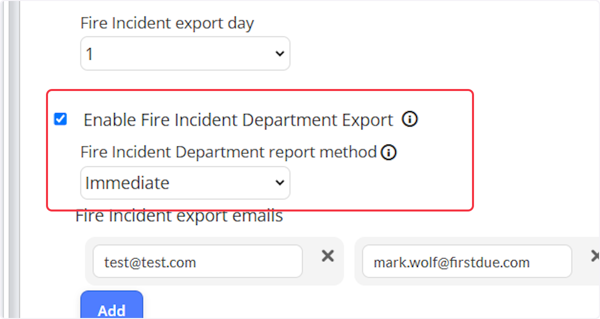 Department exporting.  You can choose to export them Immediately or Monthly, if Monthly is selected you can choose the day of the month