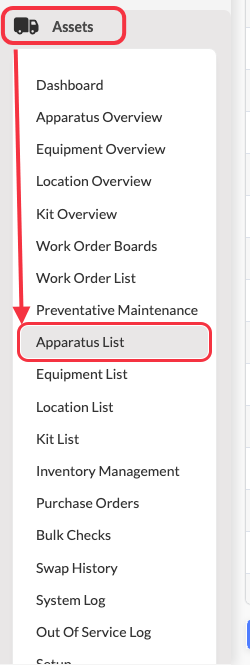 Click on Apparatus List