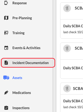 Click on Incident Documentation