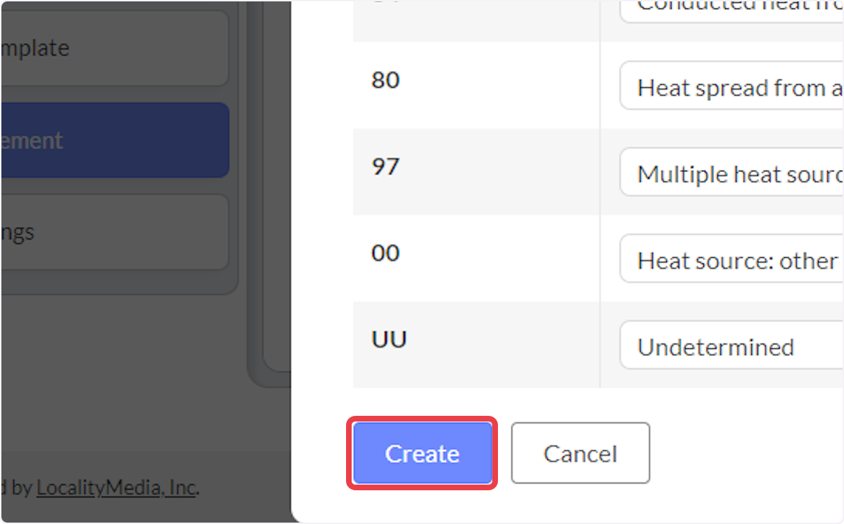 Click on Create at the bottom of the list.