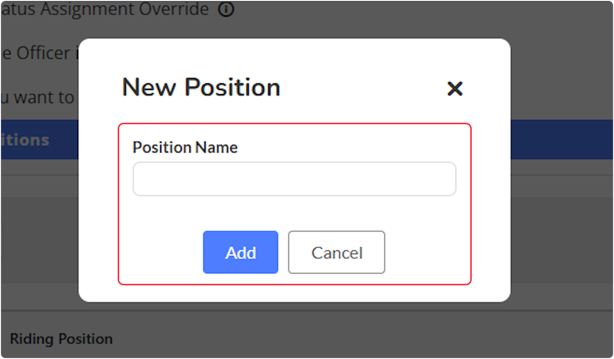 Give the Position a name then select on Add.